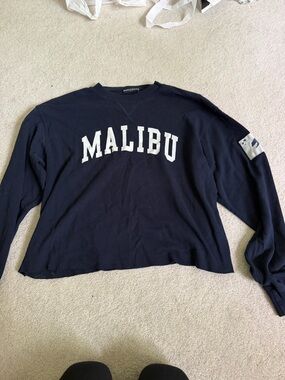 Brandy Melville Navy Blue 'Malibu' Long Sleeve Tee